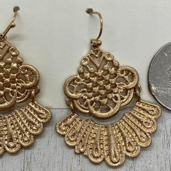 Gold Ornate Earrings - Picture 2 of 2